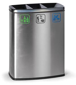 Odpadkový koš na třídění odpadu, 3x26 l, nerezový