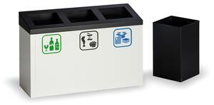 Odpadkový koš na třídění odpadu, 3x9 l, kovový