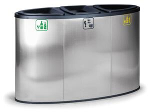 Odpadkový koš na tříděný odpad, 3x 43 l, nerezový
