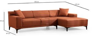 Designová rohová sedačka Dellyn 250 cm oranžová - pravá