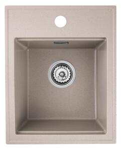 Sink Quality Ferrum New 4050, 1-komorový granitový dřez 400x500x185 mm + chromový sifon, béžová, SKQ-FER.4050.BX