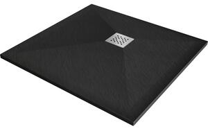 Mexen Stone+ kompozitní čtvercová sprchová vana 70 x 70 cm, Černá