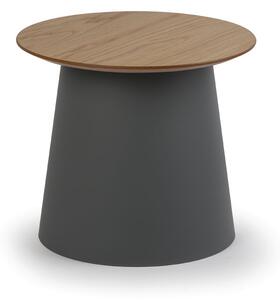 Plastový kávový stolek SETA s dřevěnou deskou, průměr 490 mm, šedý