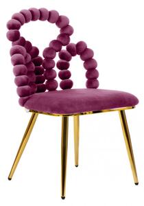 Jídelní židle BUBBLE BEAM sametová bordó se zlatýma nohama 871844