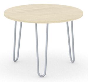 Kulatý konferenční stůl SPIDER, průměr 600 mm, šedo-stříbrná podnož, deska dub přírodní