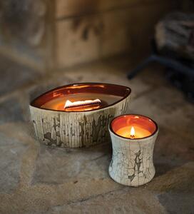 WoodWick - vonná svíčka Fireside (Oheň v krbu), keramika Fireplace 425g