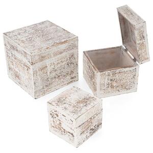 Garthen Sada dřevěných vintage boxů, bílé