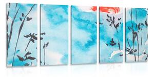 5-dílný obraz malba japonské oblohy