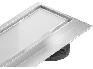 Mexen Flat 360° MGW lineární odtok rotační 50 cm, Bílé sklo