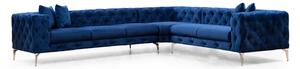 Designová rohová sedačka Rococo modrá - levá