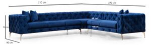 Designová rohová sedačka Rococo modrá - levá