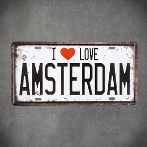 Kovová cedule I LOVE AMSTERDAM