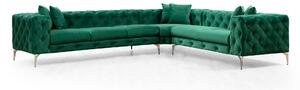 Designová rohová sedačka Rococo zelená - levá