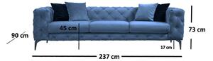 Designová 3-místná sedačka Rococo 237 cm modrá