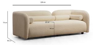 Designová 3-místná sedačka Zahira 228 cm krémová