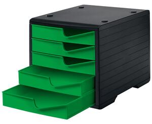 Třídící box, 5 zásuvek, černá/zelená