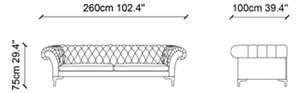 Designová sedačka Rubby Chesterfield 260 cm krémová