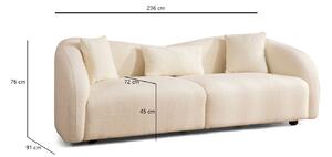 Designová 3-místná sedačka Wiley 236 cm krémová