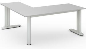Rohový kancelářský psací stůl PRIMO FLEXIBLE, 1800 x 1800 mm, šedá