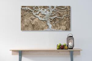 Obraz abstraktní strom na dřevě v béžovém provedení - 100x50
