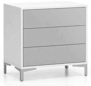 Kancelářská komoda LAYERS, 3 zásuvky, pevná podnož, bílá / šedá