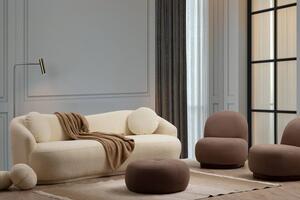 Designová 3-místná sedačka Tanicia 225 cm krémová