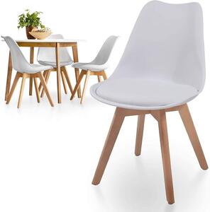 Miadomodo 74815 Sada jídelních židlí s plastovým sedákem, 4 ks, bílá