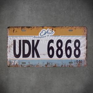 Kovová cedule registrační značka UDK6868