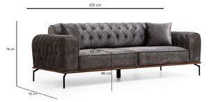 Designová 3-místná sedačka Tamarice 225 cm antracitová