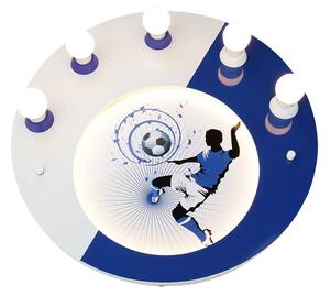 Stropní světlo Soccer, pět zdrojů, modro-bílá