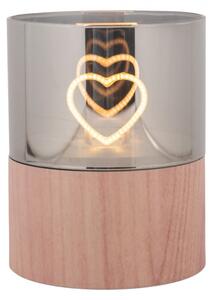LED dekorace na podstavci imitujícím dřevo srdce Heart – 8x10 cm