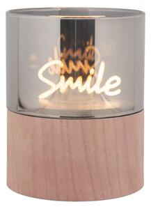 LED dekorace na podstavci imitujícím dřevo Smile – 8x10 cm