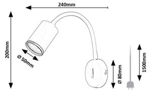 Rabalux 73111 - Nástěnné bodové svítidlo NOLIE 1xGU10/15W/230V černá