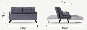 Designová rozkládací sedačka Hilarius 133 cm šedá