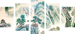 5-dílný obraz čínská krajinomalba