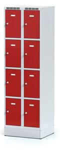 Alfa 3 Šatní skříňka na soklu s úložnými boxy, 8 boxů, červené dveře, otočný zámek