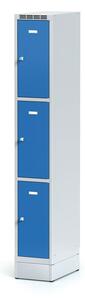 Alfa 3 Šatní skříňka na soklu s úložnými boxy, 3 boxy, modré dveře, otočný zámek