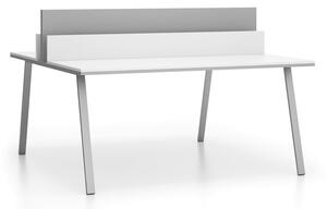 Kancelářský pracovní stůl DOUBLE LAYERS, s přepážkami, bílá / šedá