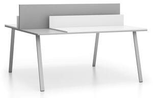 Kancelářský pracovní stůl DOUBLE LAYERS, posuvná vrchní deska, s přepážkami, bílá / šedá