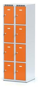 Alfa 3 Šatní skříňka s úložnými boxy, 8 boxů, oranžové dveře, otočný zámek