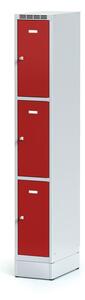Alfa 3 Šatní skříňka na soklu s úložnými boxy, 3 boxy, červené dveře, otočný zámek