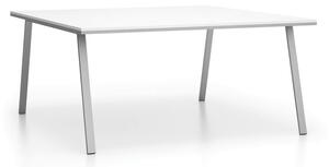 Kancelářský jednací stůl DOUBLE LAYERS, bez přepážek, bílá / šedá