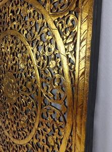 Dekorace na stěnu MANDALA zlatá, 100x100 cm, exotické dřevo, ruční práce