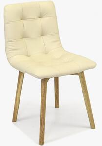Dubová židle Kožená krémová, Leonardo