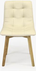Dubová židle Kožená krémová, Leonardo