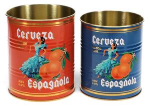 Dekorativní cínové úložné boxy v sadě 2 ks ø 11x13 cm Cerveza Española – Rex London