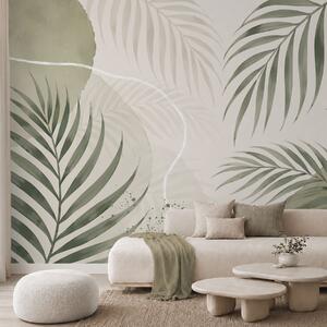 Fototapety Stylizované listy na jemném neutrálním pozadí, Fototapety příroda, Fototapety palmové listy, w05728 : uwalls.cz