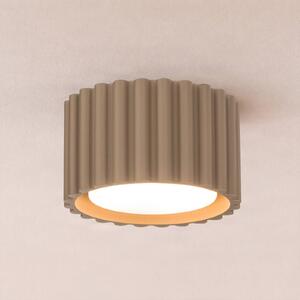 SOLLUX LIGHTING Stropní světlo Aura 1, taupe, 1žárovkové, Ø 10 cm, GX53, stmívatelný, Hliník / šedá / zinek, Chodba, Hliník, Moderní