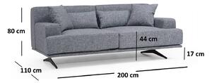 Designová sedačka Kessya 200 cm šedá