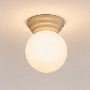 SOLLUX LIGHTING Stropní světlo Zori, béžová/opálová, Ø 16 cm, keramika/sklo, IP44, stmívatelný, Bílá / opál, Koupelna, Sklo, Moderní